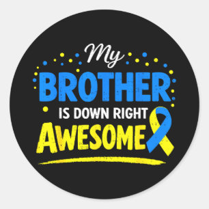 Broer helemaal te gek downsyndroom familie ronde sticker