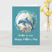 Broer in de wet Dolfijn Vaderdag Ocean Waves Kaart (Gele Bloem)