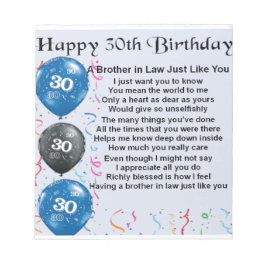 Broer in Law Poem 30th Birthday Notitieblok