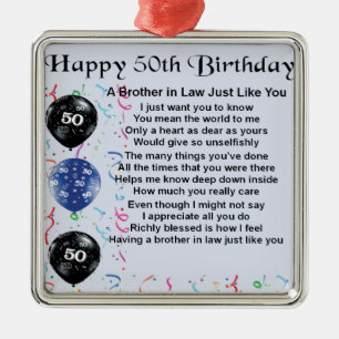 Broer in Law Poem 50th Birthday Metalen Ornament