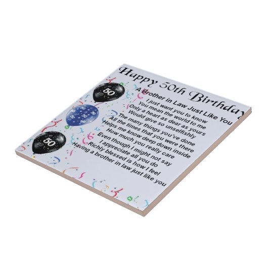 Broer in Law Poem 50th Birthday Tegeltje (Zijkant)