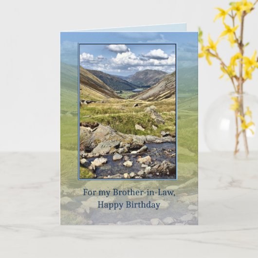 Broer-in-law Verjaardag met een berglandschap Kaart (Gele Bloem)