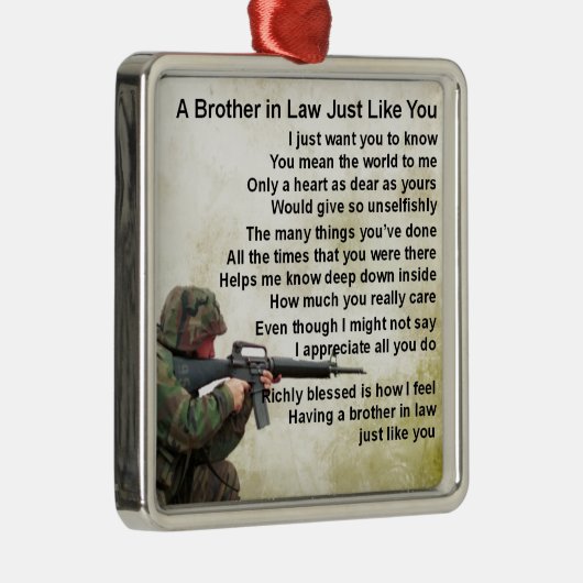 Broer in rechtengedicht - Soldaat design Metalen Ornament (Rechts)