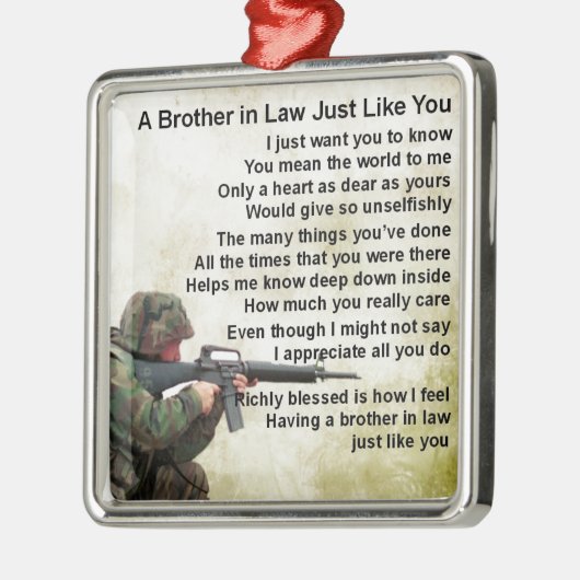 Broer in rechtengedicht - Soldaat design Metalen Ornament (Links)