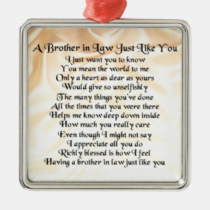 Broer in rechtsgedicht - Cream Metalen Ornament