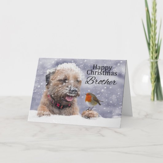 Broer, Kerst, Border Terrier Hond Kaart (Voorkant)