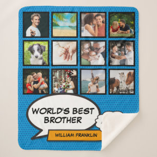 Broer Leuk Koel Strips Blauw Moderne Fotocollage Sherpa Deken