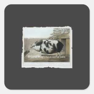 Broer Mag Ik Wat Haver Grappige Vintage Varken Mem Vierkante Sticker