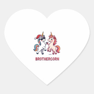 Broer-Mais Eenhoorn Bijpassende Familie Pyjama Ker Hart Sticker