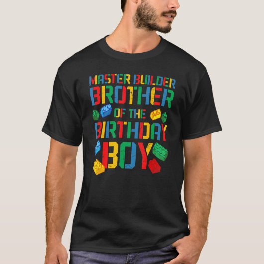 Broer Meester Bouwer Bouwstenen Blokken Fami T-shirt (Voorkant)