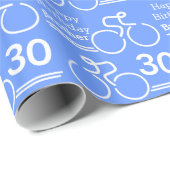 Broer / naam van de fiets blauw 30e verjaardag cadeaupapier (Rol Hoek)