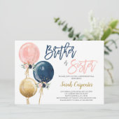 Broer of zus Geslacht Onthulling uitnodiging (Staand voorkant)