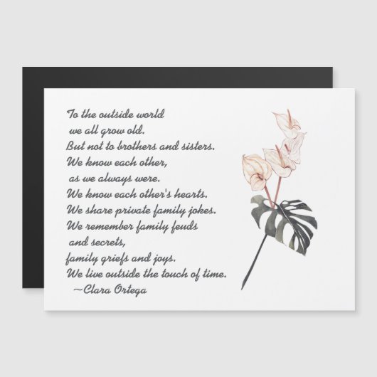 Broer of zuster Sentimental Poem Black en roze (Voorkant / Achterkant)