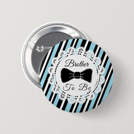 Broer om blauwe Button van Bowtie-Baby shower te z (Voorkant /achterkant)