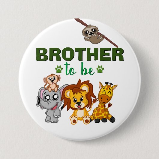 Broer om Oerwoud Safari dierentuin te zijn Baby sh Ronde Button 7,6 Cm (Voorkant)