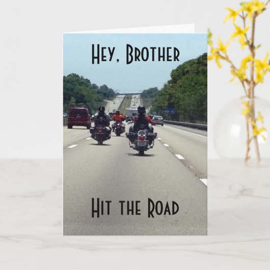 **BROER** OP DE WEG = MOTORFIETSSTIJL VERJAARDAG KAART (Gele Bloem)