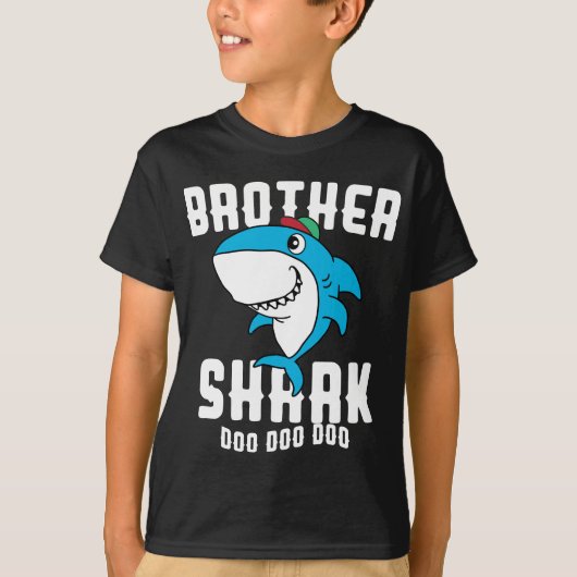 Broer Shark Boys Birthday Halloween Kerstmis T-shirt (Voorkant)