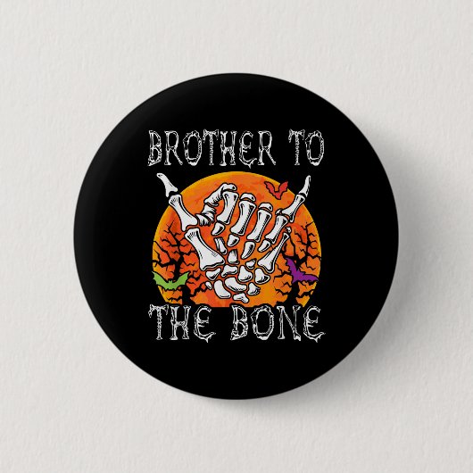 Broer tot Bone Halloween Moon Kostuum Skeleton Ha Ronde Button 5,7 Cm (Voorkant)
