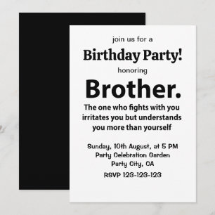 Broer typografie verjaardagsfeest broer kaart