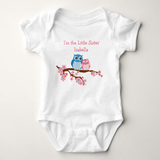 Broer Uilen Little Sister Matching Baby T-shirt (Voorkant)