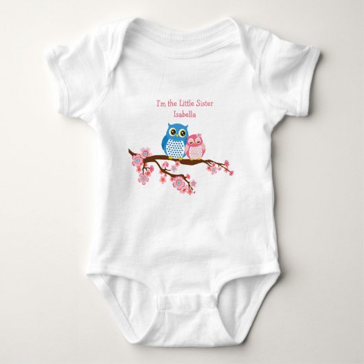 Broer Uilen Little Sister Matching Baby T-shirt (Voorkant)