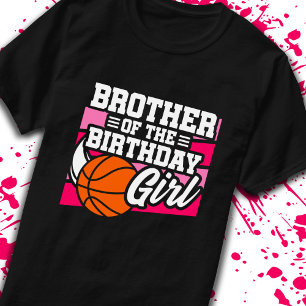 Broer van Birthday Girl Girls Basketball Birthday T-shirt