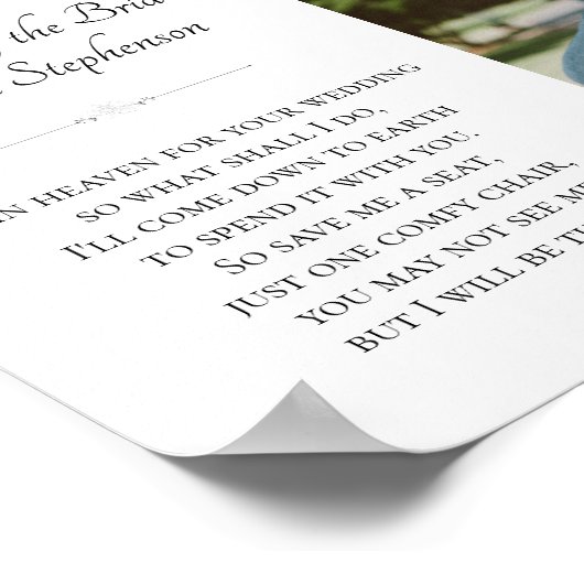 Broer van Bride in de hemel Foto Memorial Wedding Poster (Hoek)