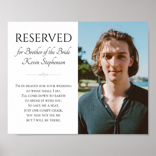 Broer van Bride in de hemel Foto Memorial Wedding Poster (Voorkant)