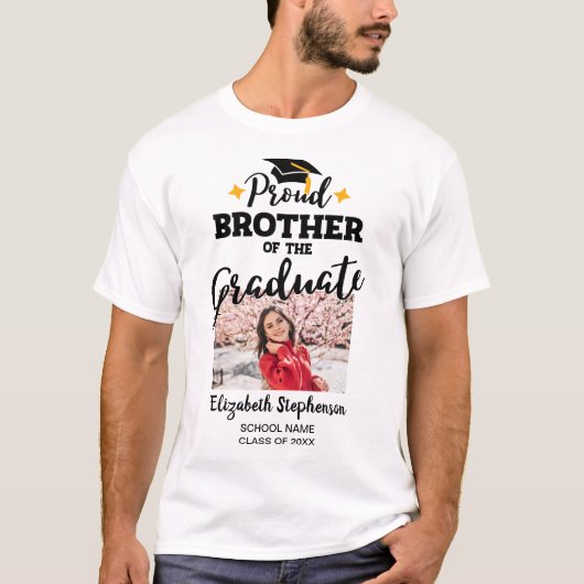 Broer van de afstuderen fotonaam t-shirt (Voorkant)