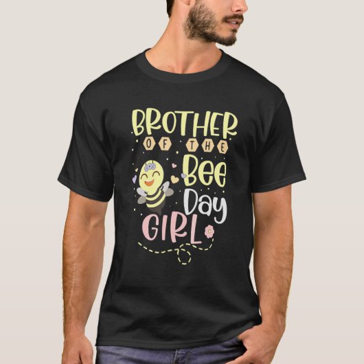 Broer van de Bee Day Meisje Matching Happy Births T-shirt (Voorkant)