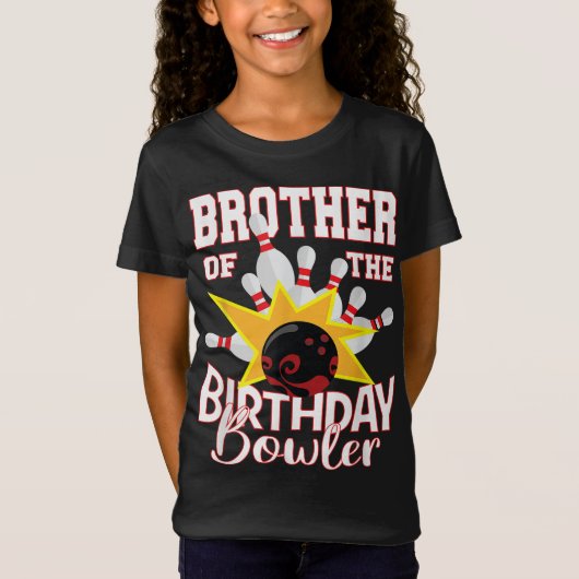 Broer van de Birthday Bowler Kind Bowling Party T-shirt (Voorkant)