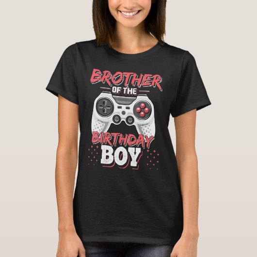 Broer van de Birthday Boy die videogamer P T-shirt (Voorkant)