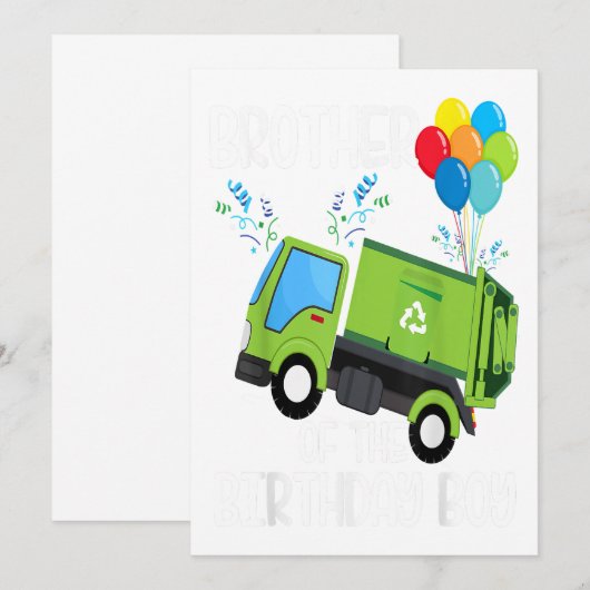 Broer van de 'Birthday Boy Garbage Truck Gift' Aankondiging (Voorkant / Achterkant)