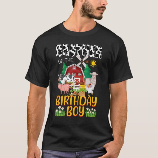 Broer van de Birthday Boy Koe Boerderij Barnyard M T-shirt (Voorkant)