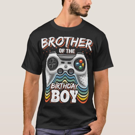 Broer van de Birthday Boy Matching Video Game Bi T-shirt (Voorkant)