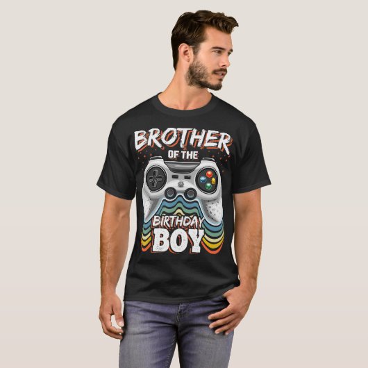 Broer van de Birthday Boy Matching Video Game Bi T-shirt (Voorkant volledig)