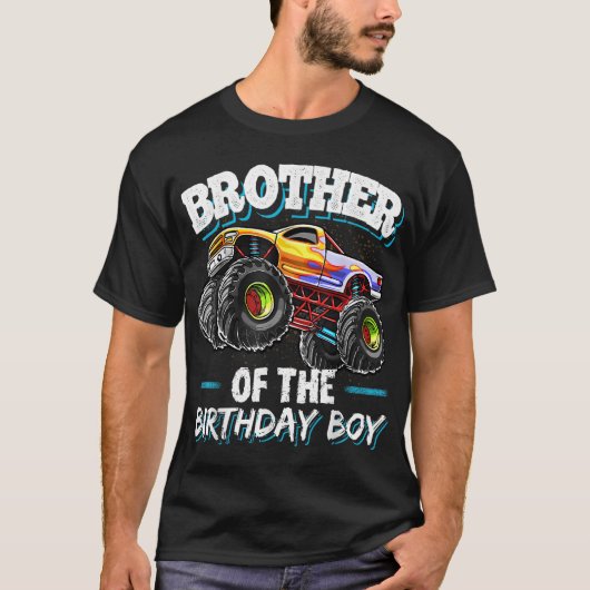 Broer van de Birthday Boy Monster Truck Birthday T-shirt (Voorkant)
