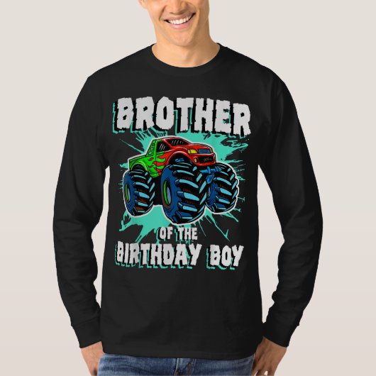 Broer van de Birthday Boy Monster Truck Birthday T-shirt (Voorkant)
