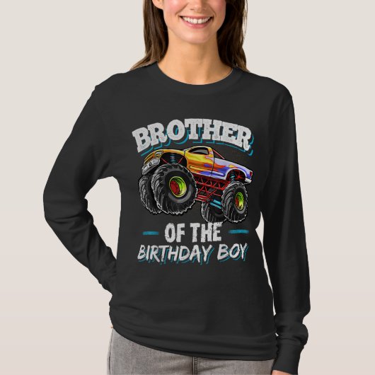 Broer van de Birthday Boy Monster Truck Birthday T-shirt (Voorkant)