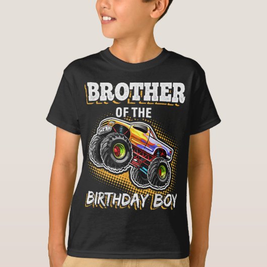 Broer van de Birthday Boy Monster Truck Birthday T-shirt (Voorkant)