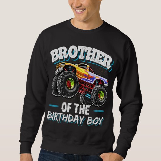 Broer van de Birthday Boy Monster Truck Birthday Trui (Voorkant)