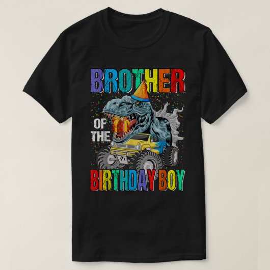 Broer van de 'Birthday Boy Monster Truck Dinosaur' T-shirt (Design voorkant)