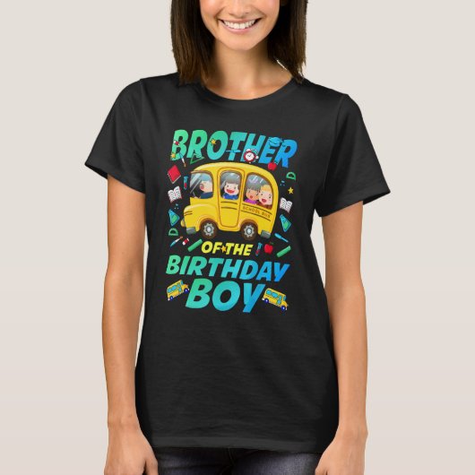 Broer van de Birthday Boy School Bday Family T-shirt (Voorkant)