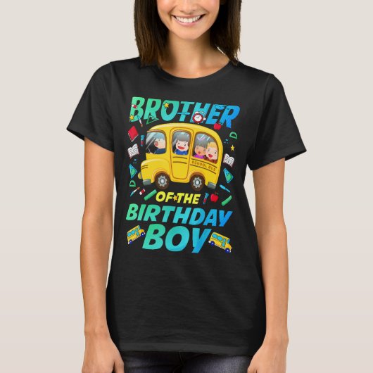 Broer van de Birthday Boy School Bday Family T-shirt (Voorkant)