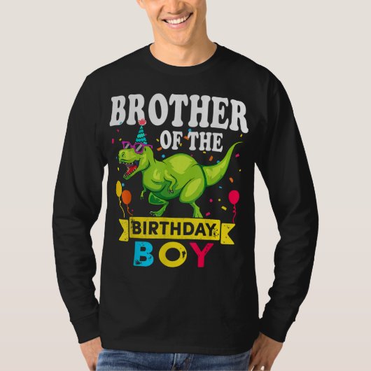 Broer van de Birthday Boy T-Rex RAWR Dinosaur Bi T-shirt (Voorkant)