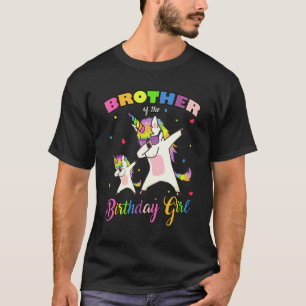 Broer van de Birthday Girl Unicorn Birthday Prin T-shirt
