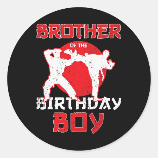 Broer van de Birthday Karate Taekwondo Boy Marti Ronde Sticker (Voorkant)