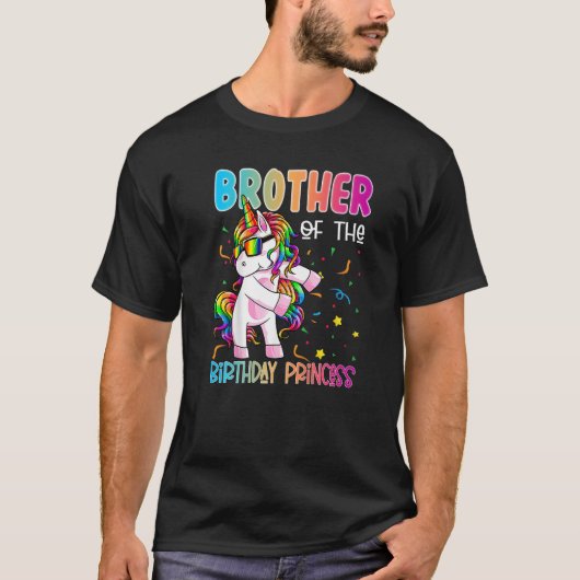 Broer van de Birthday Princess Flossing Unicorn T-shirt (Voorkant)