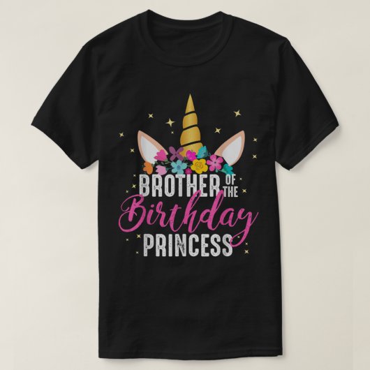 Broer van de Birthday Princess Unicorn Birthday T-shirt (Design voorkant)