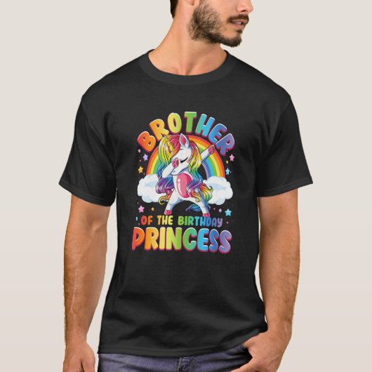 Broer van de Birthday Princess Unicorn Matching T-shirt (Voorkant)
